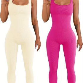 Women's Suspender Tank Top Tights (Option: Beige pink-XL)