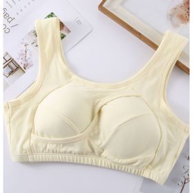 Plus Size Women Bra Ladies Cotton Quake-Proof Underwear Sleep Tops No Buckles Non Wire Lingerie With Removable Padded (Option: Yellow-M-1pcs)