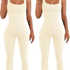 Women's Suspender Tank Top Tights (Option: Beige beige-M)