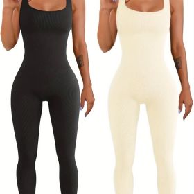 Women's Suspender Tank Top Tights (Option: Beige black-M)