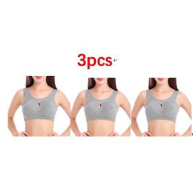 Plus Size Women Bra Ladies Cotton Quake-Proof Underwear Sleep Tops No Buckles Non Wire Lingerie With Removable Padded (Option: Grey-3XL-3pcs)