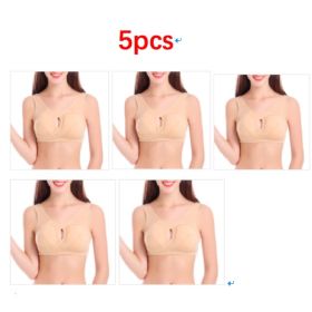 Plus Size Women Bra Ladies Cotton Quake-Proof Underwear Sleep Tops No Buckles Non Wire Lingerie With Removable Padded (Option: Beige-XL-5pcs)
