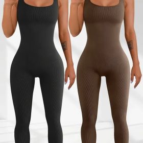 Women's Suspender Tank Top Tights (Option: Black and brown-L)