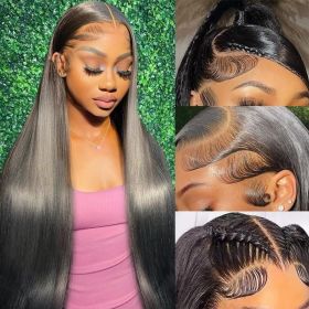 13x6 Lace Front Human Hair Wig, Straight Natural Color Wig, 150 Density (Option: 10 inch)