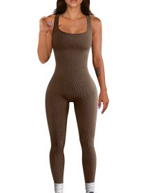 Women's Suspender Tank Top Tights (Option: Coffee-L)