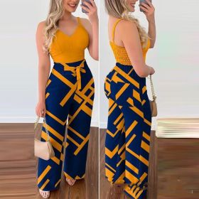Women's Camisole Straight-leg Pants Casual Suit (Option: ODS3515A1-XL)