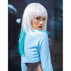 Self-pickup Long Natural Black Wigs For Women,Natural Black Wigs With Bangs Layered Shoulder Length Synthetic Wig For Daily Party  24 Inch (Option: SUE2SLVTEAL)