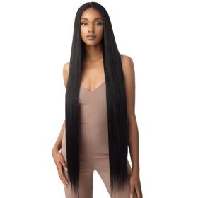 Self-pickup 36 Inch Length Yaki Straight Lace Front Synthetic Wig Middle Parting HD Clear Glueless Lace Wig Heat Resistant Fiber Pre-Plucked Hair (Option: LY2041)