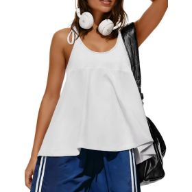 Fisoew Womens Workout Tank Tops Sleeveless Scoop Neck Racerback Loose Summer Active Running Gym Babydoll Shirts (Option: WHITE-XL)