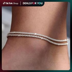 Fashion Multi-layer Waterproof Women's Adjustable Ankle Bracelet Gold And Silver Optional (Option: white)