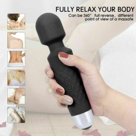 Cordless Handheld Powerful Vibrating Massager Wand Full Body Magic Therapy Motor (Color: Black)