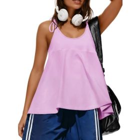 Fisoew Womens Workout Tank Tops Sleeveless Scoop Neck Racerback Loose Summer Active Running Gym Babydoll Shirts (Option: Violet-L)