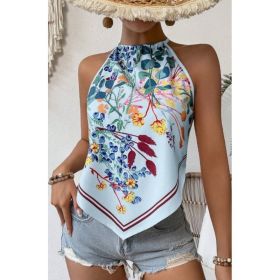 Printed Notched Neck Sleeveless Tank Top (Option: Style4-L)