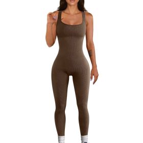 Women's Suspender Tank Top Tights (Option: Coffee-2XL)