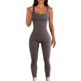 Women's Suspender Tank Top Tights (Option: Grey-2XL)